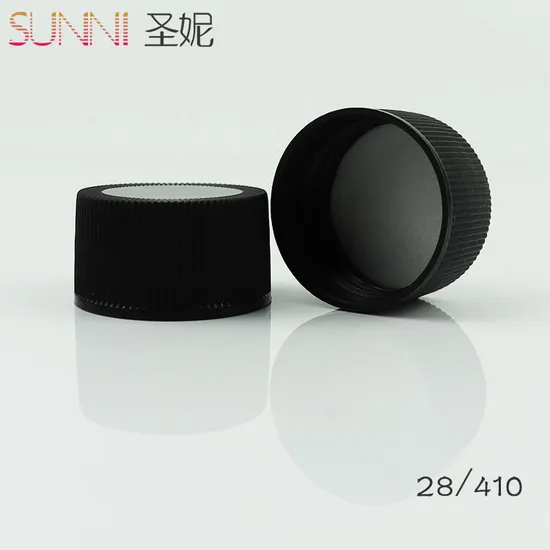Bottle Cover Plastic Screw Cap 28/410 Neck Ribbed Black Screw Cap